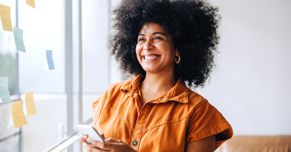 Happy Black businesswoman