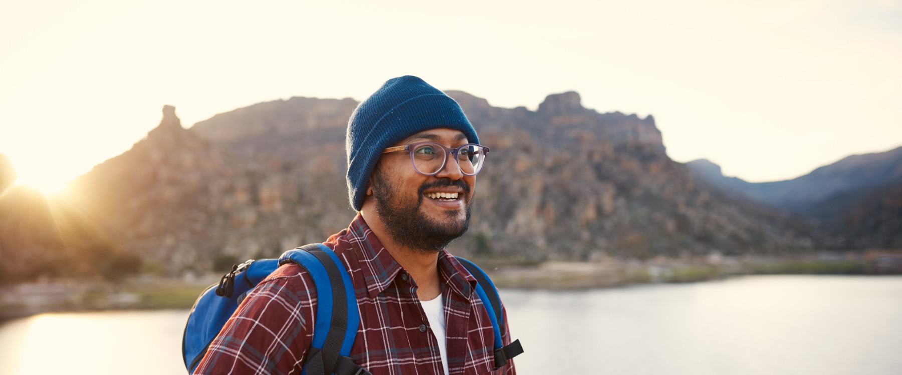 Young guy hiking