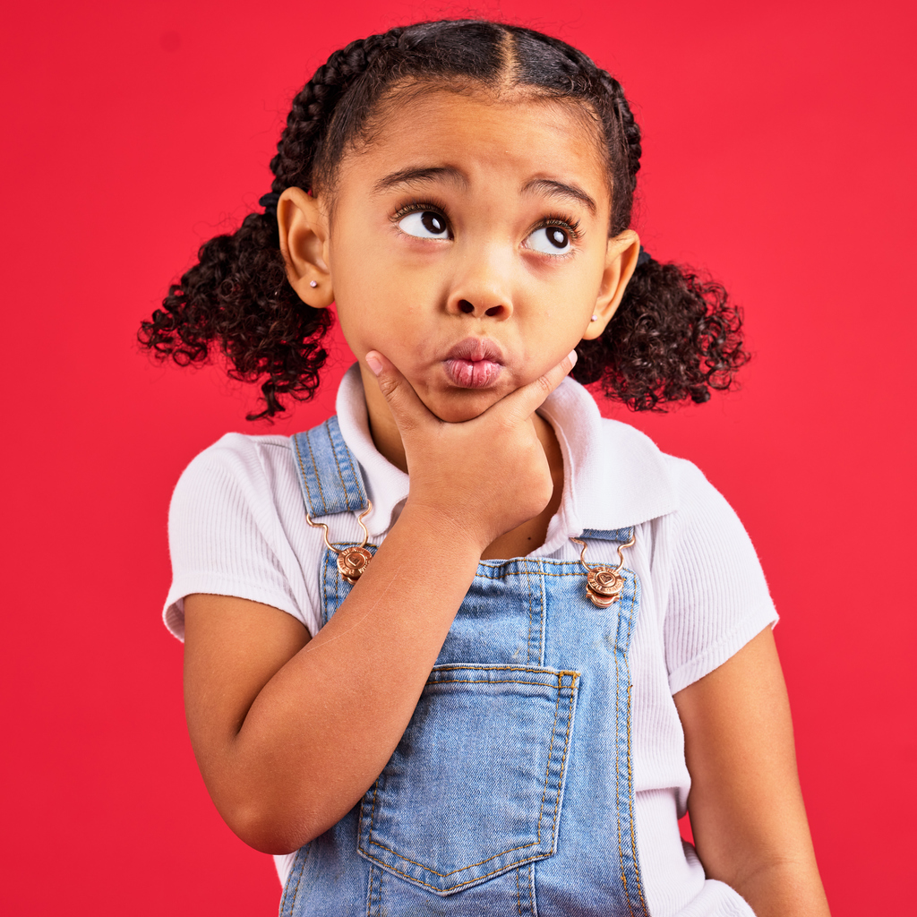 Little girl red background