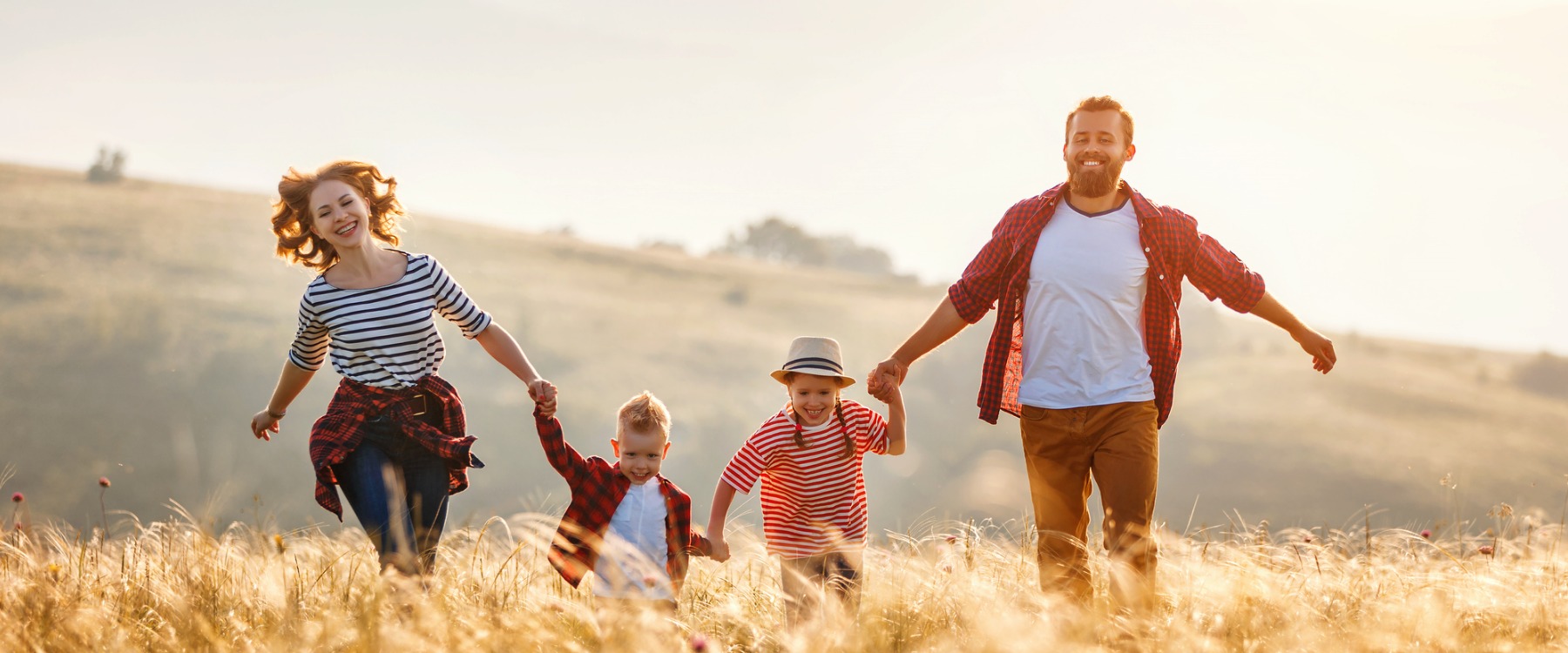 Family outdoors sunset