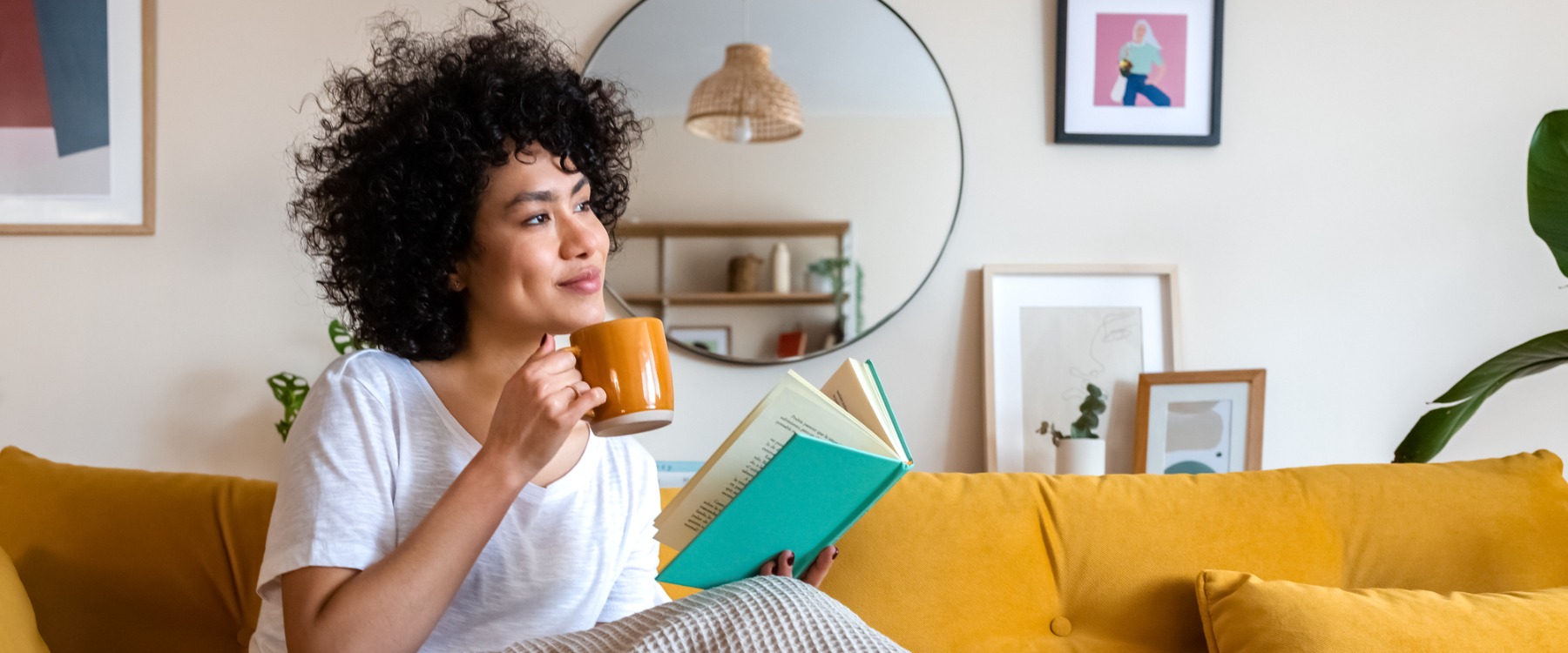 Relaxed woman with coffee